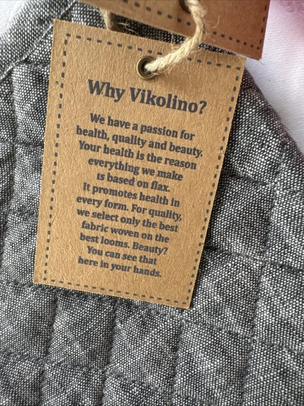 Vikolino Gray Linen Quilted Oven Glove Machine Washable 12.5
